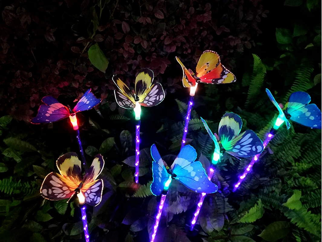 1/3pcs 태양 정원 빛 다채로운 나비 방수 Led 램프 야외 장식 마당 잔디 램프 파티오 통로 램프